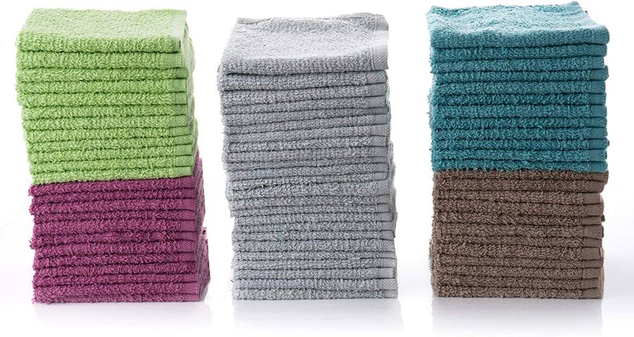 FACE CLOTHS SET - PACK OF 15 MIXED COLOURS