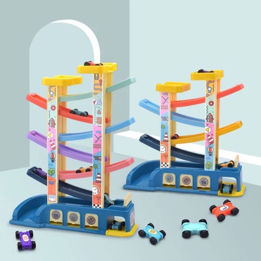 Glide Track Parking lot With 6 Mini Cars