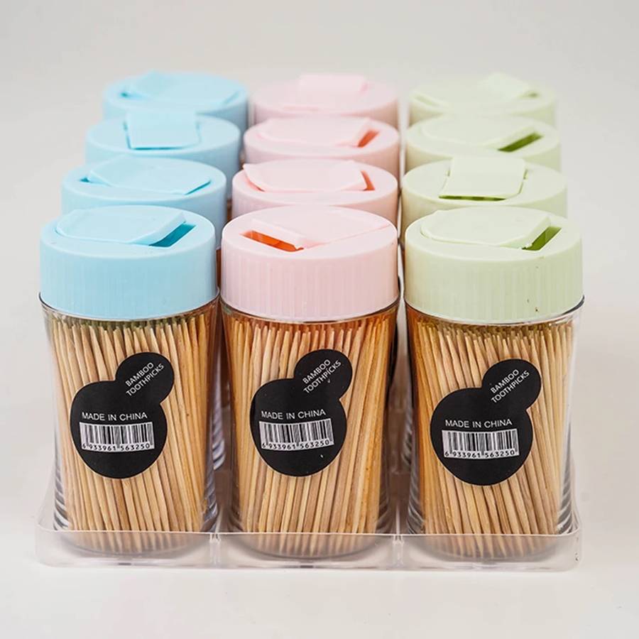 Bamboo Toothpicks with Dispenser Box Set of 12