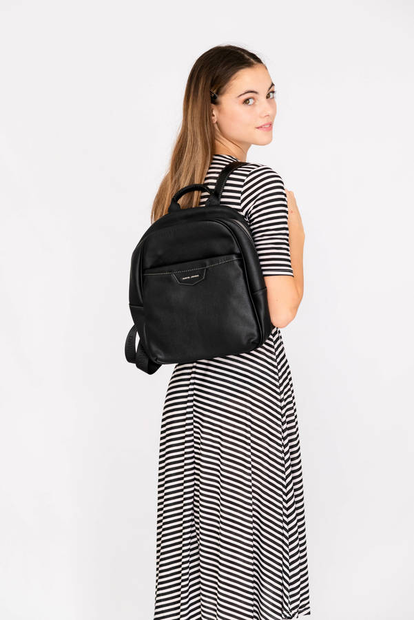 David Jones Leather Backpack Black