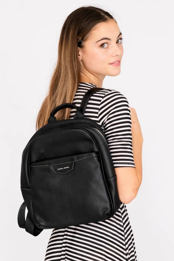 David Jones Leather Backpack Black