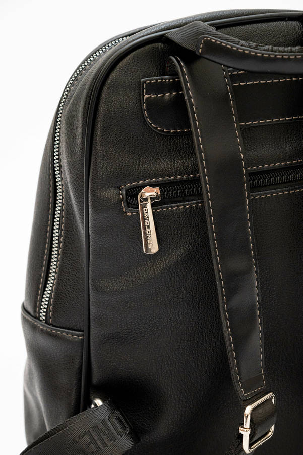 David Jones Leather Backpack Black