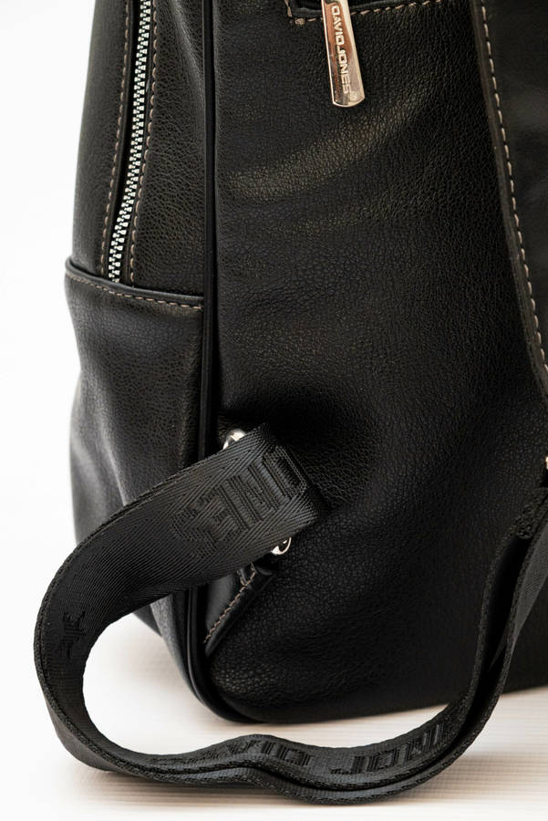 David Jones Leather Backpack Black