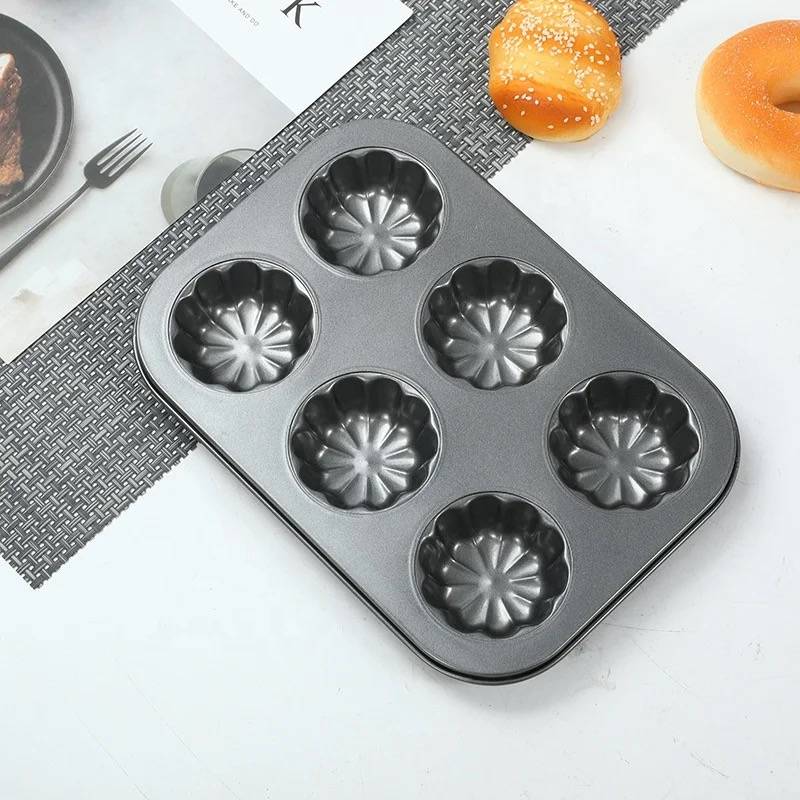 6 Cup Non Stick Cupcake Muffin Pan Carbon Steel With Design