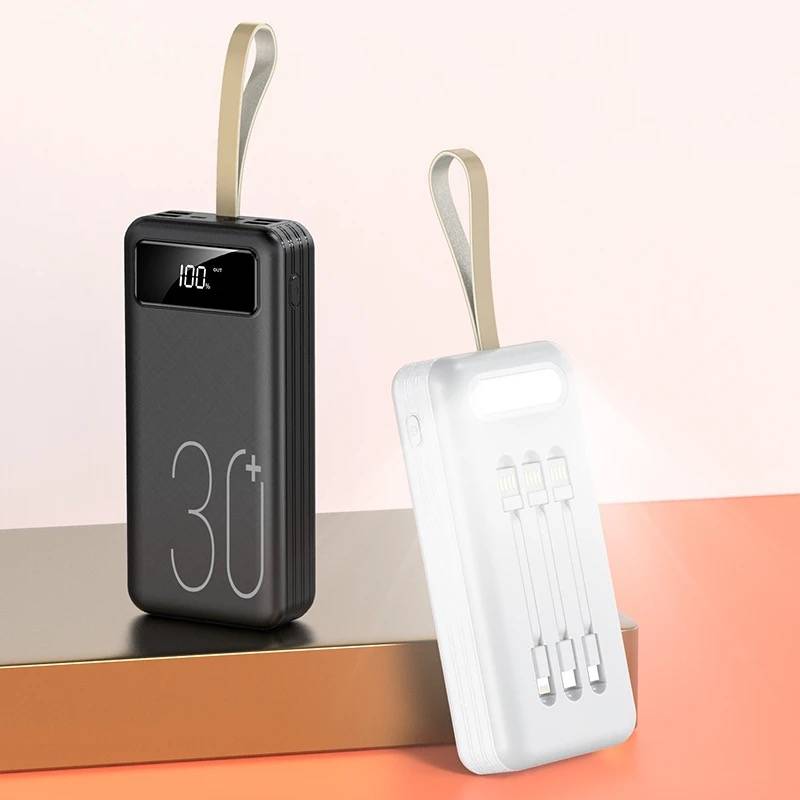 30000 mAh Fast Charge Power Bank With LED Screen LED Light