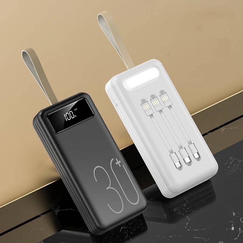 30000 mAh Fast Charge Power Bank With LED Screen LED Light