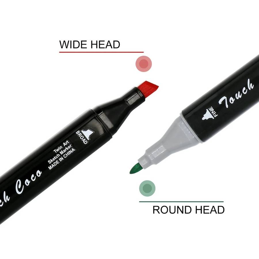 Dual Tip Head Colouring Marker Pen Set With Carry Bag 48s