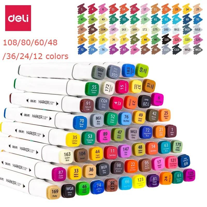 Set of 80 Twin Tip Marker Pen Highlighters for Graphic Art With Carry Case