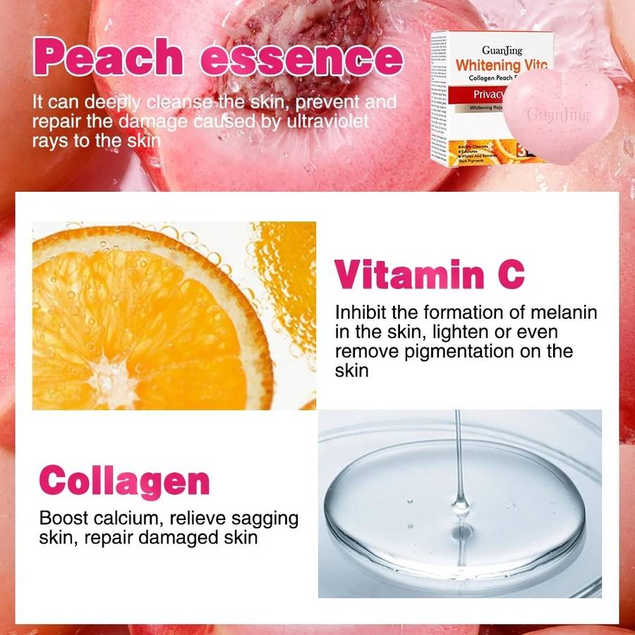 Whitening Vitamin C Privacy Soap With Collagen Peach Essence 80g