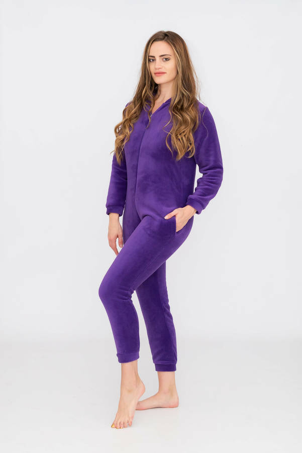 Ladies Hooded Winter Onesie Jumpsuit Pyjama With Pockets