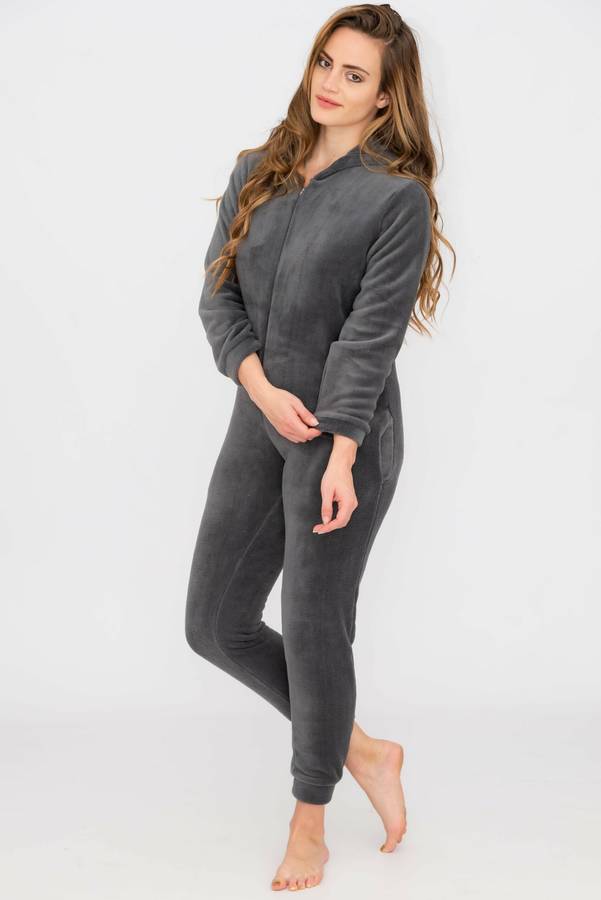 Ladies Hooded Winter Onesie Jumpsuit Pyjama With Pockets