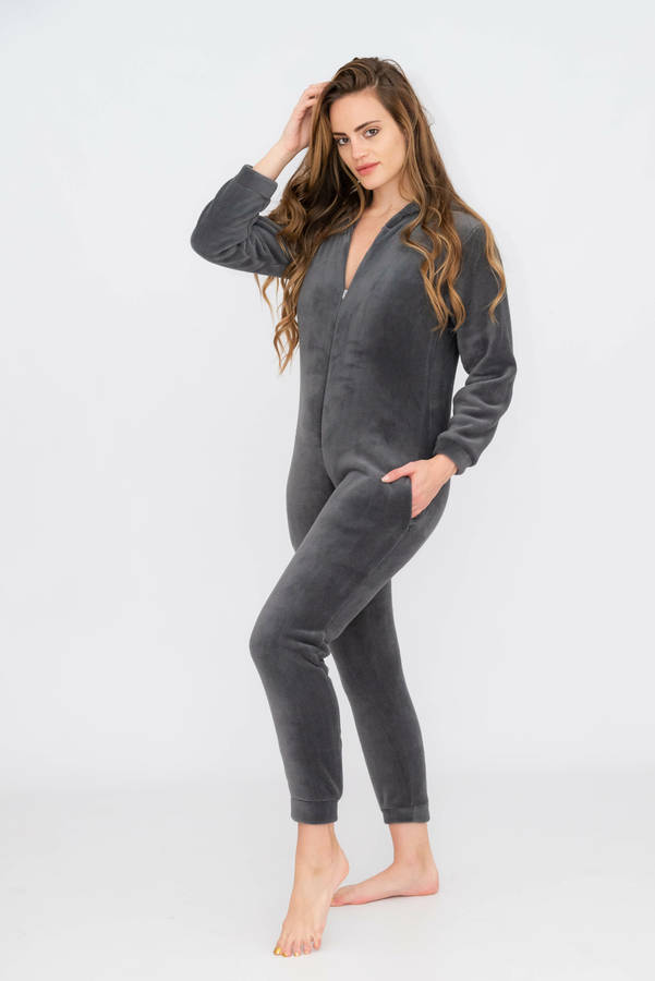 Ladies Hooded Winter Onesie Jumpsuit Pyjama With Pockets