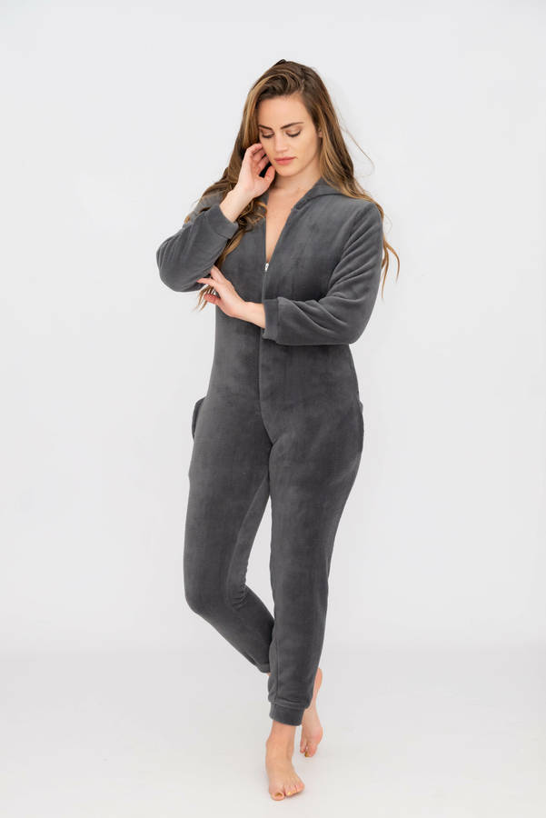 Ladies Hooded Winter Onesie Jumpsuit Pyjama With Pockets