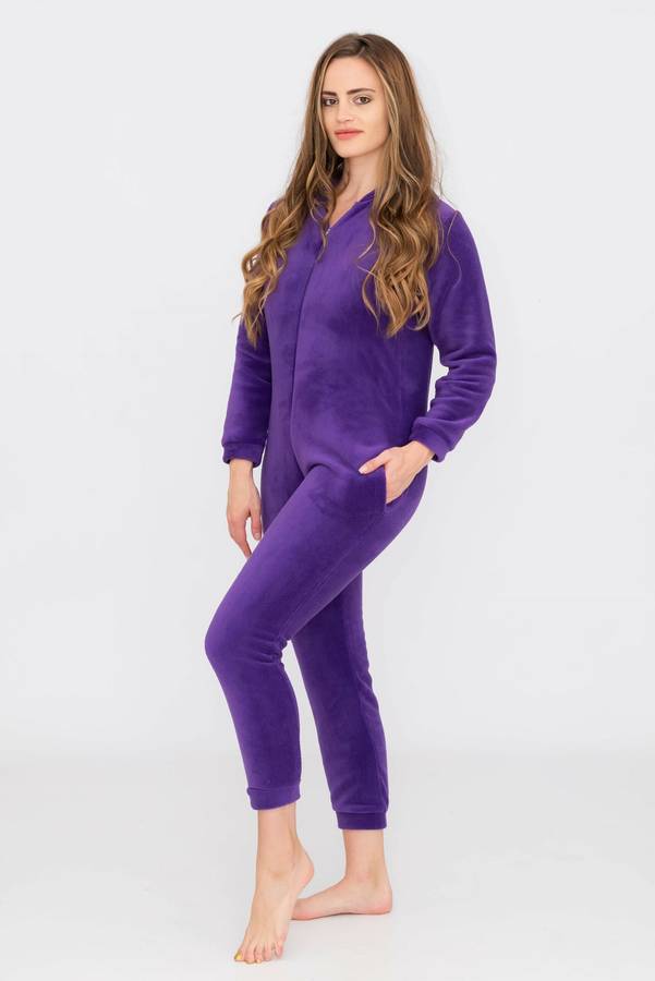 Ladies Hooded Winter Onesie Jumpsuit Pyjama With Pockets