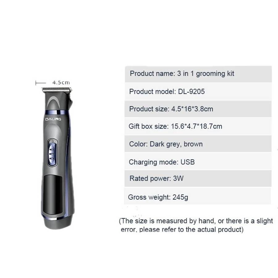 Rechargeable Multifunction 3 In 1 Grooming Kit Hair Clipper DL-9205