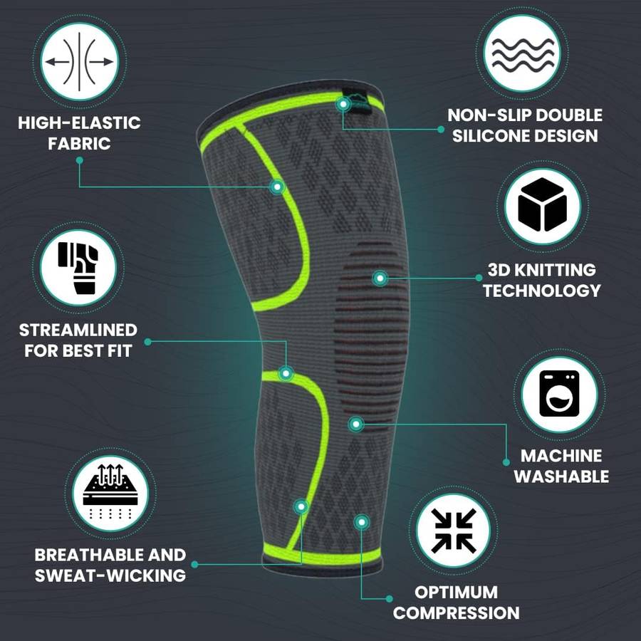One Pair of Compression Knee Braces Support Sleeves