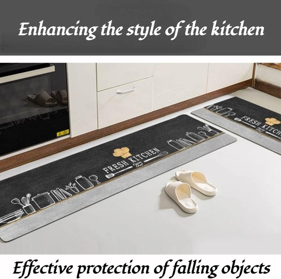 2 Piece Anti Fatigue PVC Kitchen &amp; Bathroom Non Slip Mat Set