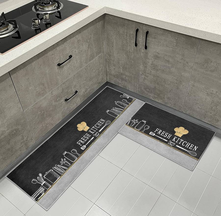 2 Piece Anti Fatigue PVC Kitchen &amp; Bathroom Non Slip Mat Set