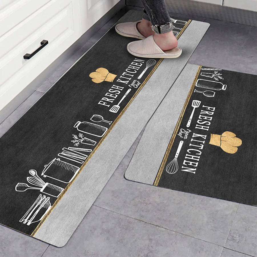 2 Piece Anti Fatigue PVC Kitchen &amp; Bathroom Non Slip Mat Set