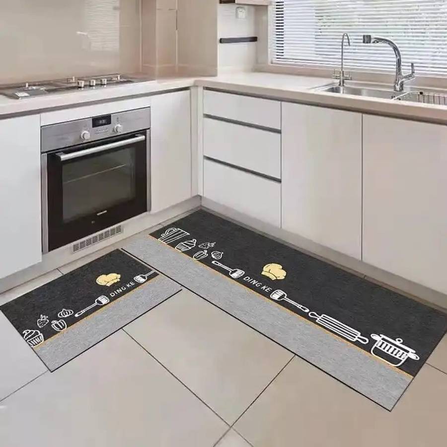 2 Piece Anti Fatigue PVC Kitchen &amp; Bathroom Non Slip Mat Set