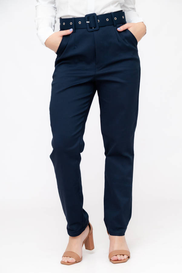 Ladies Professional Elegant Office Pants With Pockets & Belt