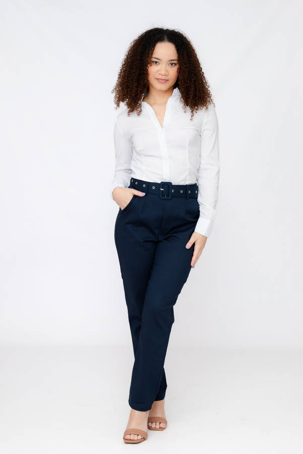 Rachel Z Stretchy Long Sleeve White Button Down Shirt