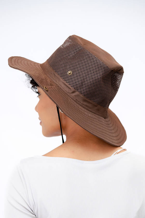 Adrian Summer Sun Beach Hat With Drawstring Brown