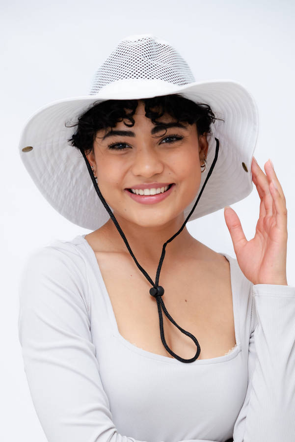 Adrian Summer Sun Beach Hat With Drawstring White