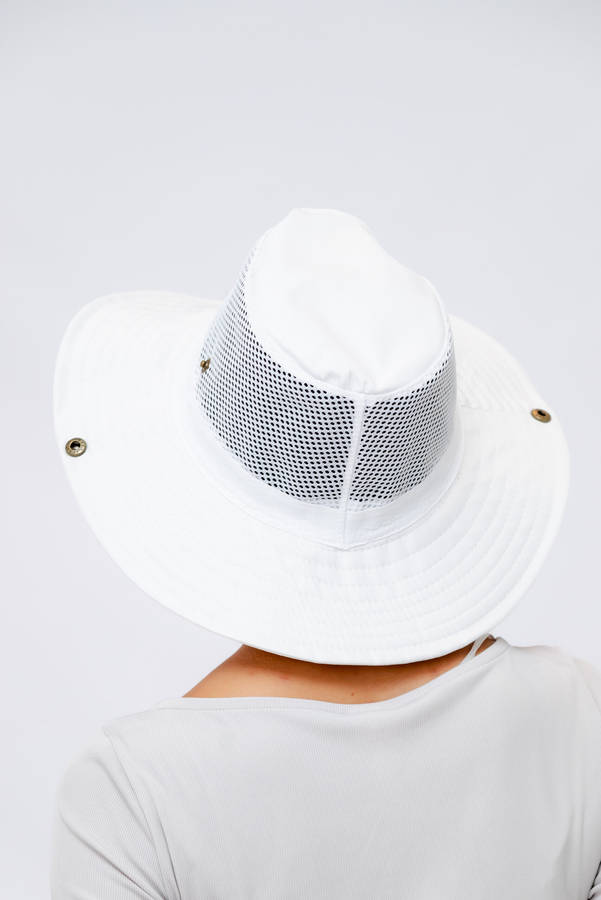 Adrian Summer Sun Beach Hat With Drawstring White
