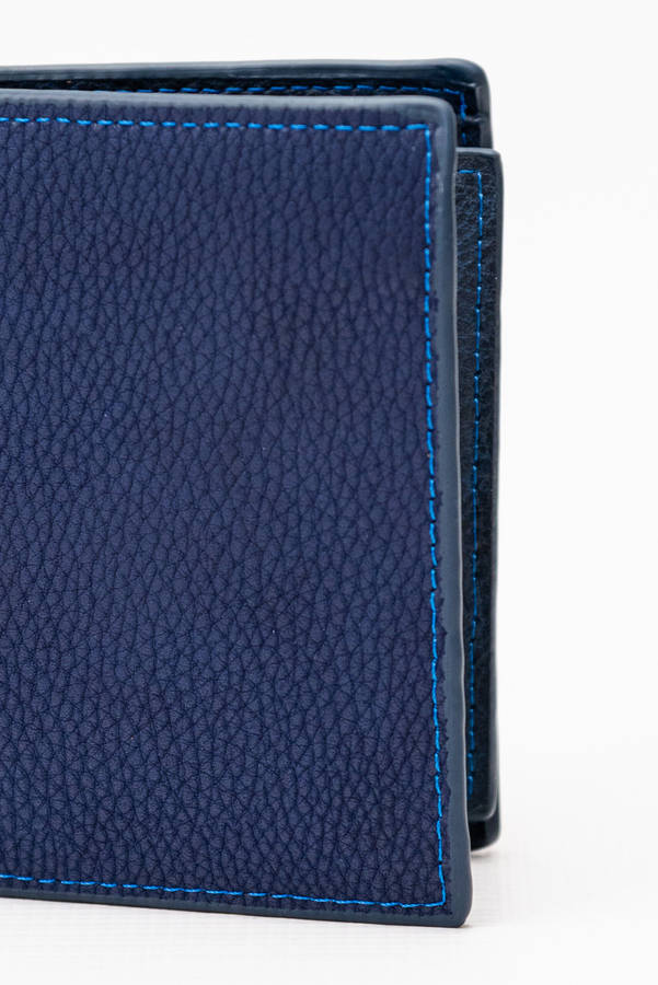 Camel Mountain Leather Bi-Fold Wallet Navy