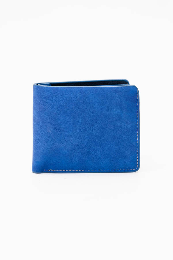 Camel Mountain Leather Bi-Fold Wallet Blue