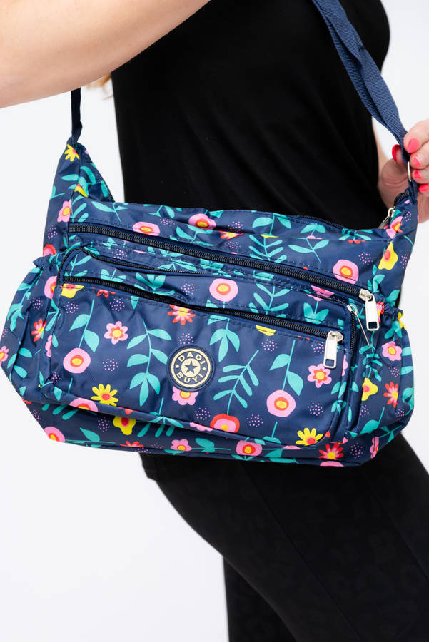 Floral Pattern Crossbody Sling Shoulder Summer Bag With Multiple Pockets