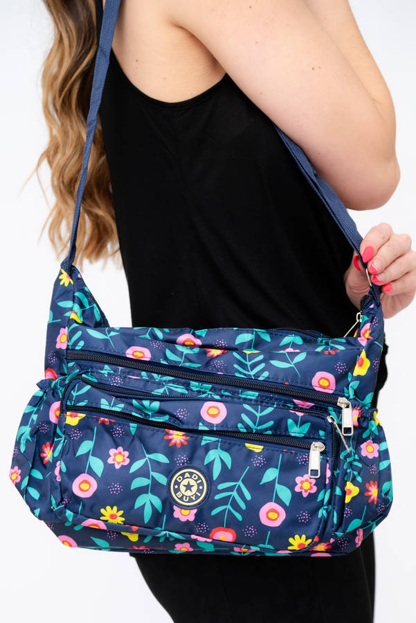 Floral Pattern Crossbody Sling Shoulder Summer Bag With Multiple Pockets