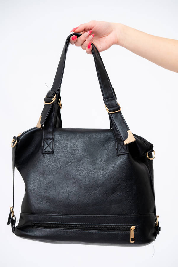 Ladies Hobo Tote Bag PU Leather Multi Zip Detail Shoulder Bag