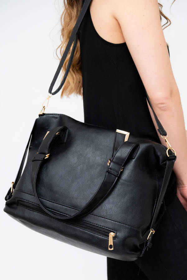 Ladies Hobo Tote Bag PU Leather Multi Zip Detail Shoulder Bag