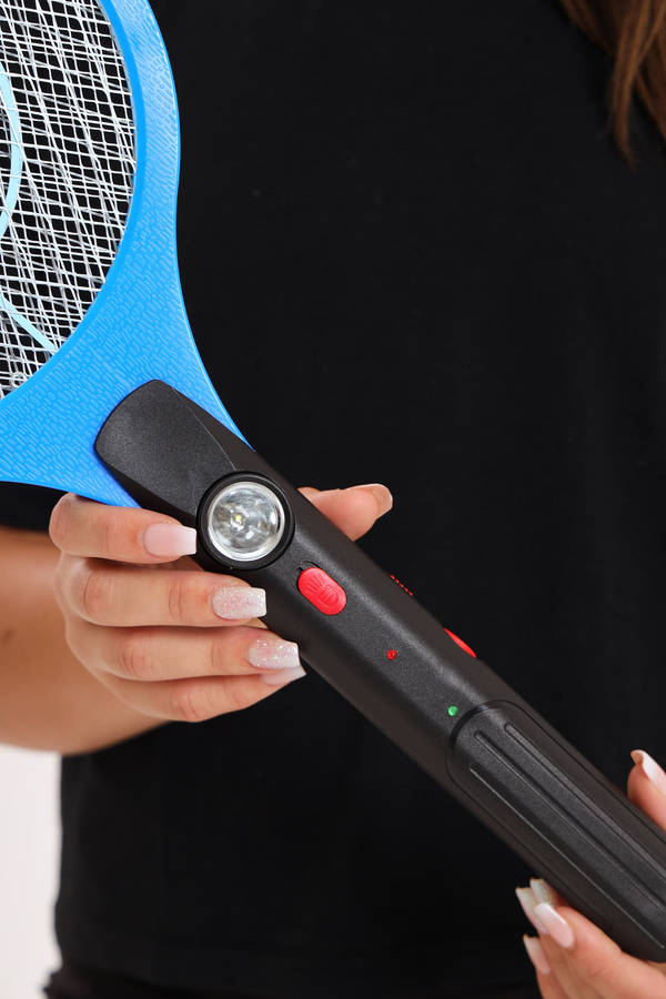 Rechargeable Electric Mosquito Zapper Racket With Led Light