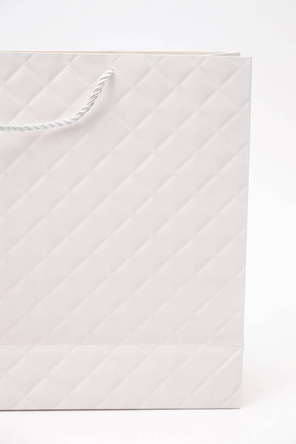 Senza Luxury Gift Bag Embossed With Handles White & Gold 420mm X 310mm