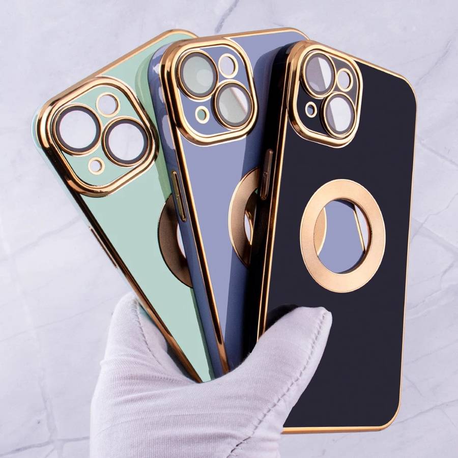 Luxury Silicone Electroplate CD Pattern Gold Embossed Case For iPhone MagSafe-Compatible 13 Pro M...