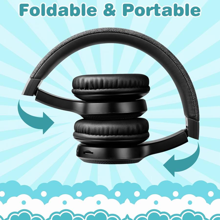 Bluetooth Headphones With Mic, Colorful LED Lights Foldable Headphones Fit for Kids or Adults