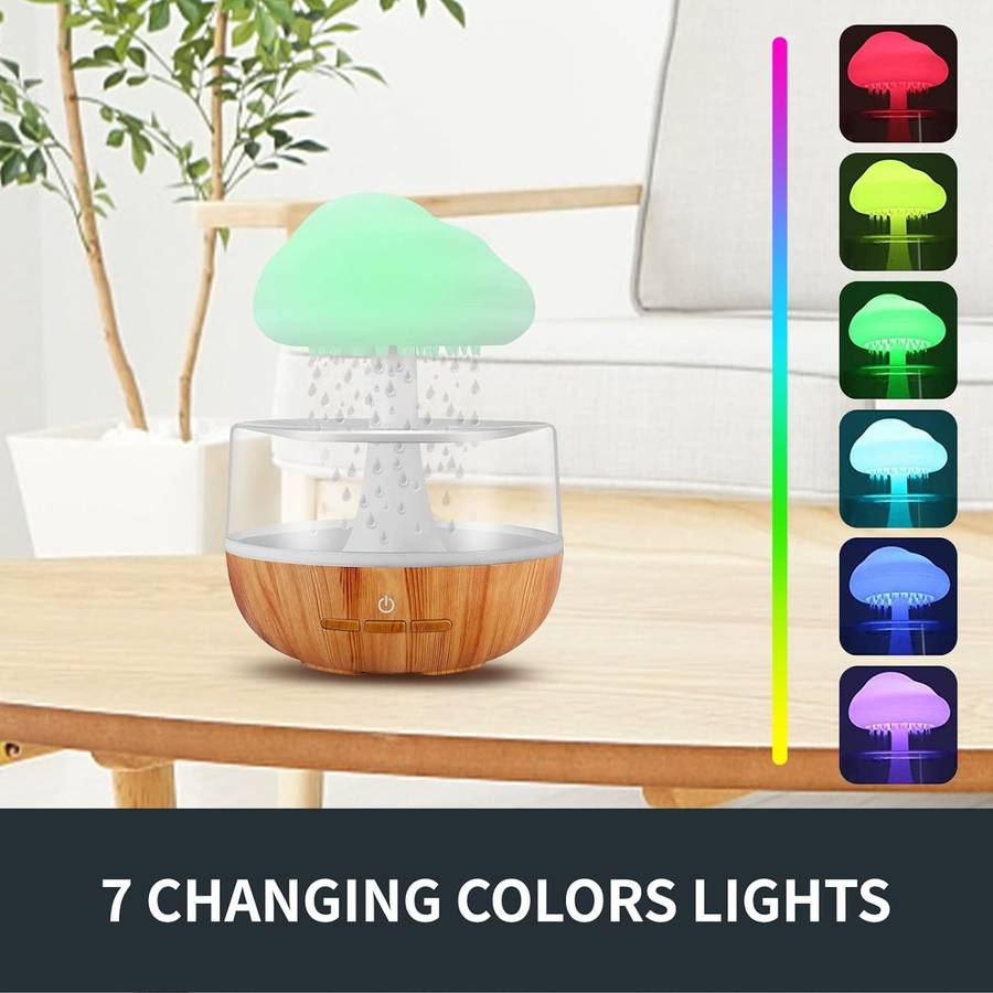 Rain Cloud Humidifier Water Drip 400 ml, Essential Oil Diffuser with 7 Colours LED