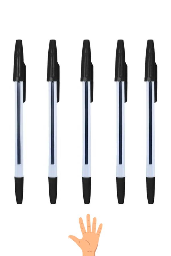 Set Of 5  Ballpoint Fine Pens Black