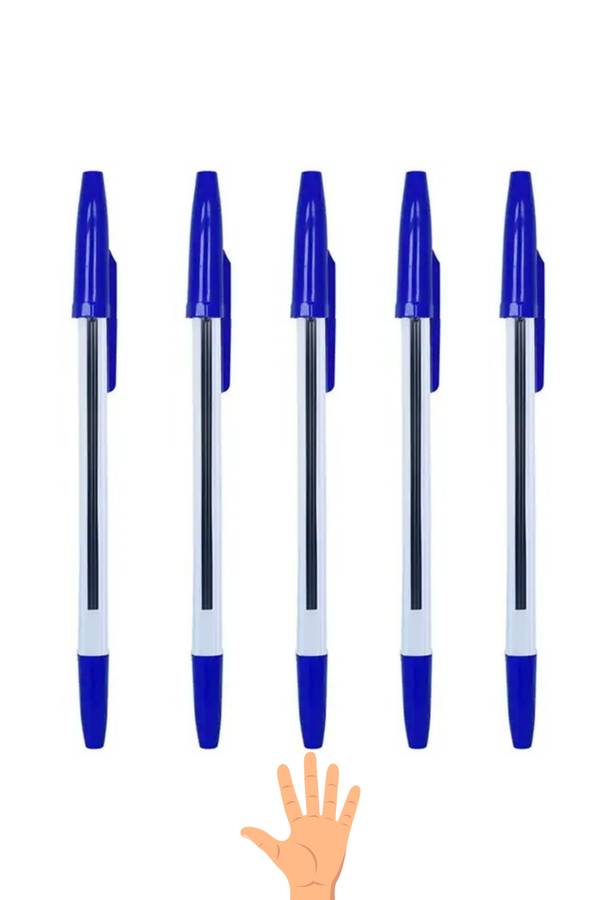 Set Of 5  Ballpoint Fine Pens Blue