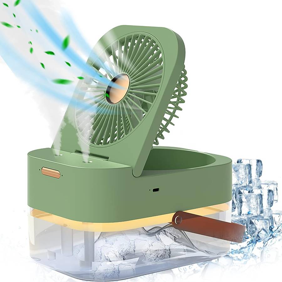 3-Speed Rechargeable Air Conditioner Fan with Dual Humidification Spray and Night Light