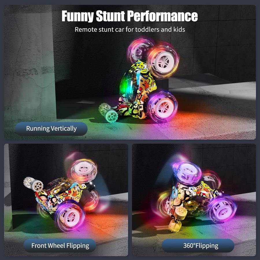 Remote Control Stunt Rolling Car With Lights