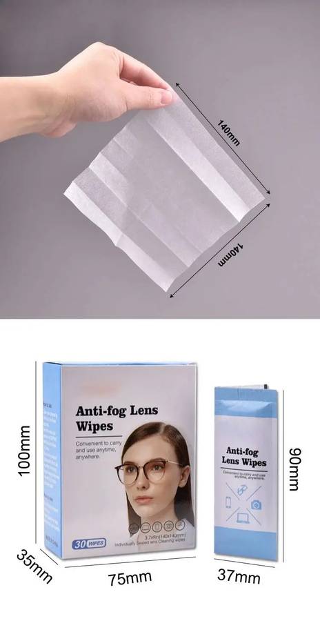 Anti Fog Cleaning Wet Wipes For Lens Box Of 30