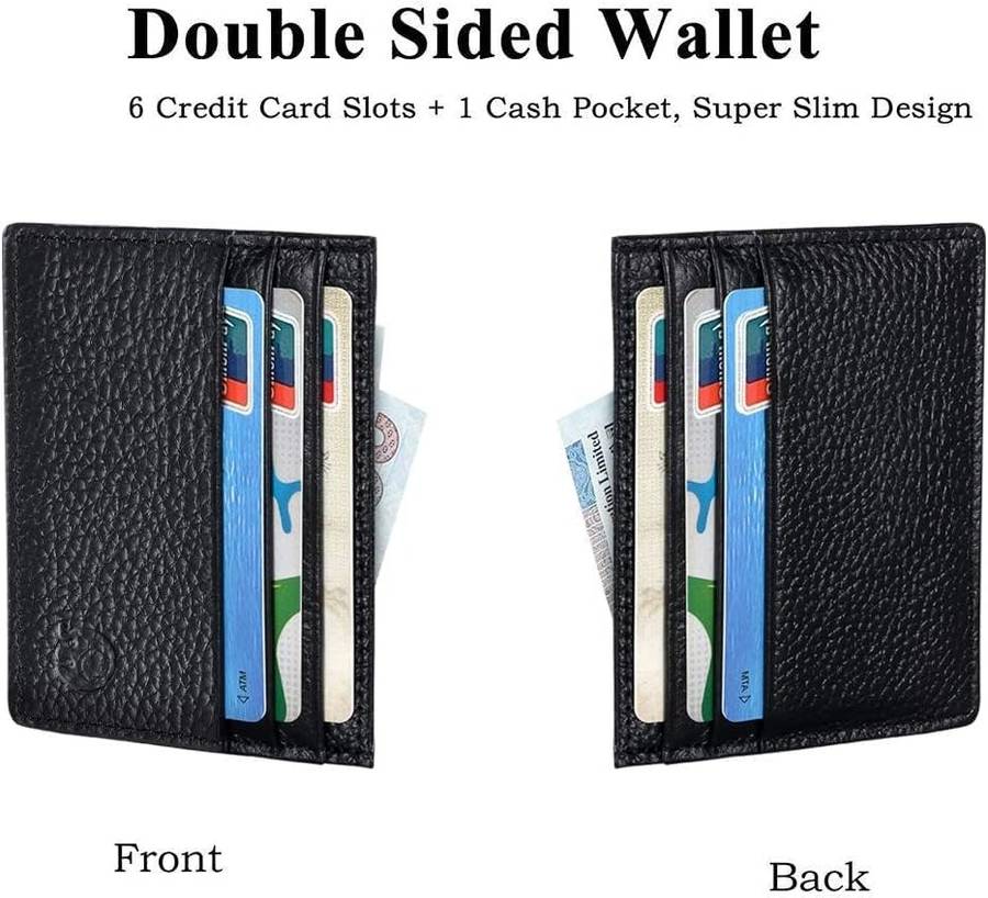 Genuine Leather RFID Blocking Slim 6 Card Wallet Holder