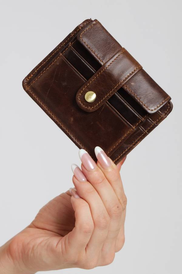 Genuine Leather Slim 5 Slot Credit Card Wallet