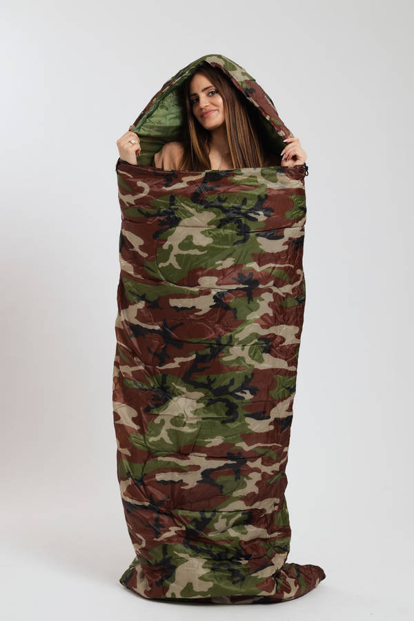 Senza Army Camouflage Travel Sleeping Bag For Adults 1800mm x 750mm
