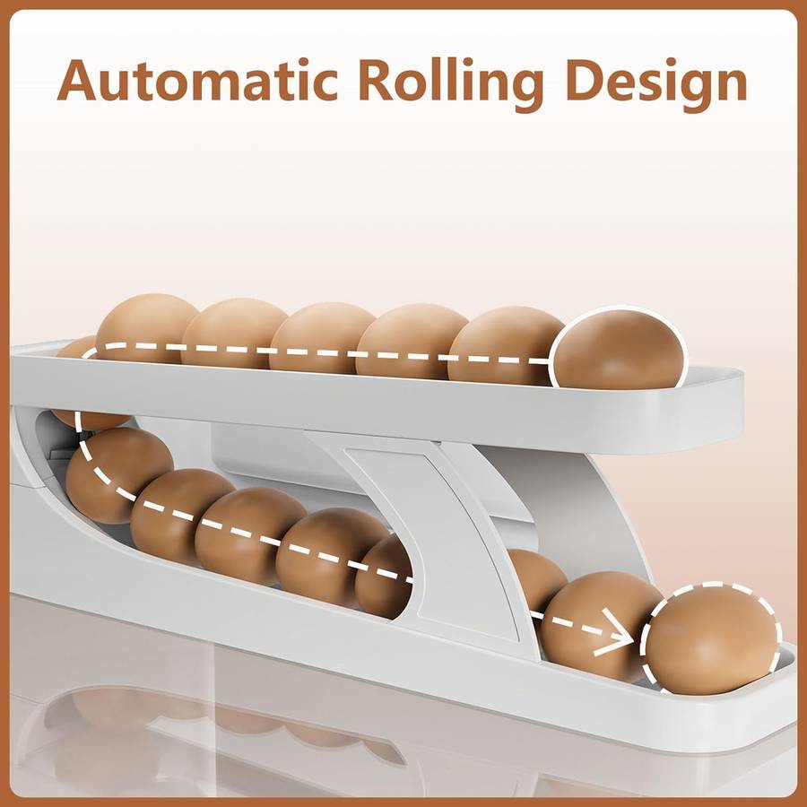 Auto Rolling Egg Holder For Refrigerator Storage Container