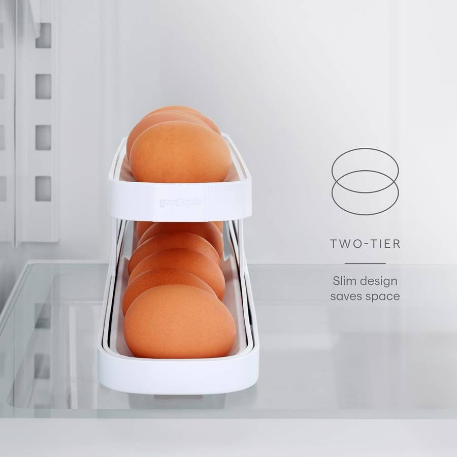 Auto Rolling Egg Holder For Refrigerator Storage Container